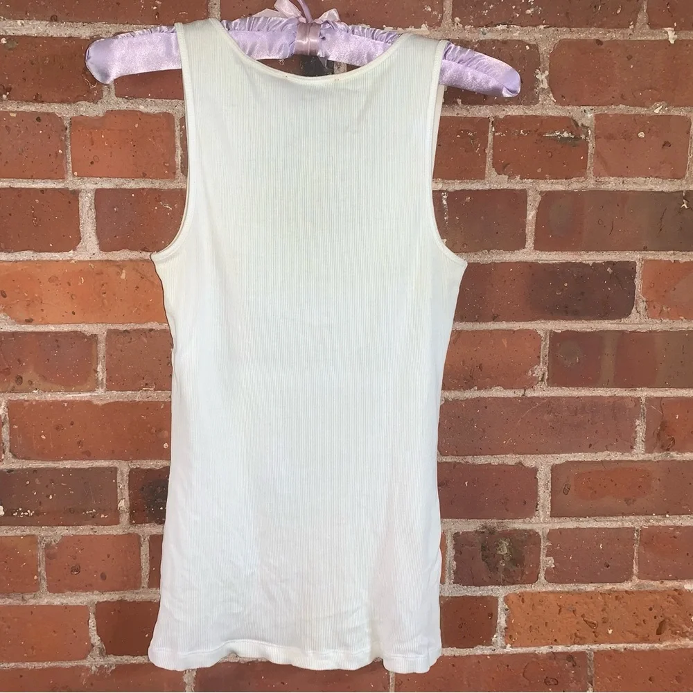 Express Rhinestone Embellished Ribbed White Tank Top - Medium - Picture 4 of 6
